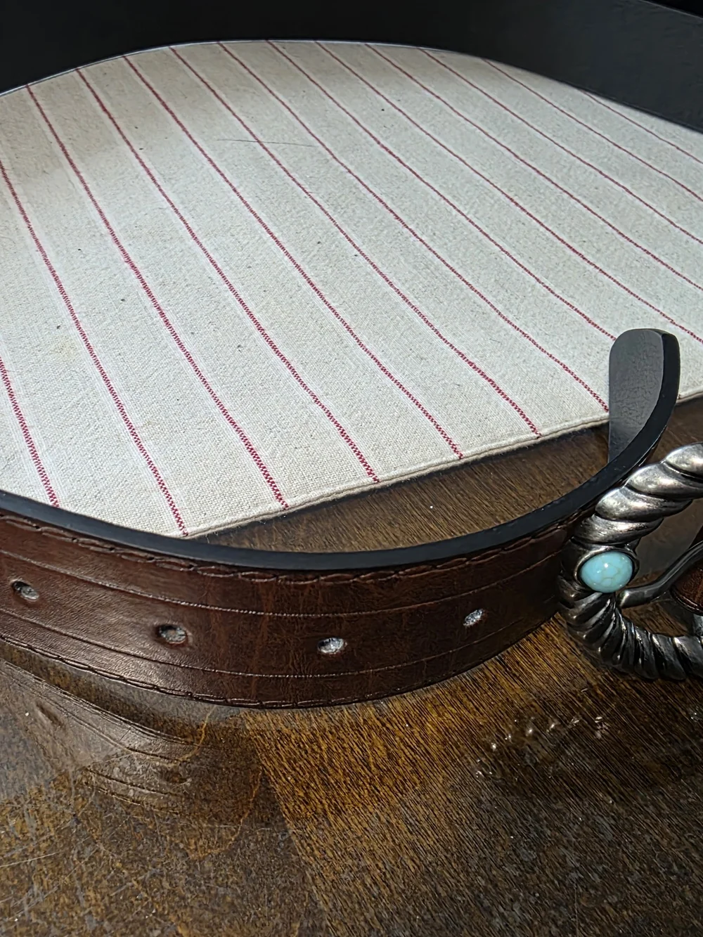 Turquoise Accent Twisted Silver Hoop Belt Buckle - Women's Jewelry